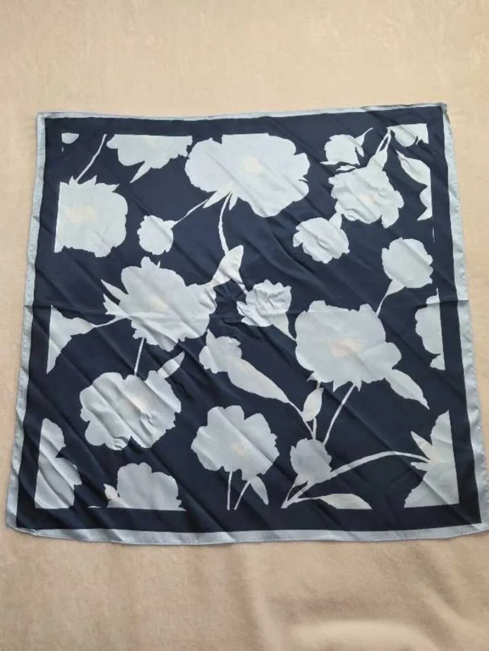 New Anthropologie blue two-tone floral printed scarf